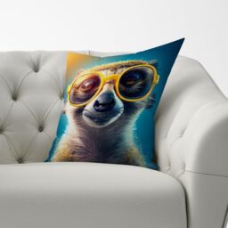 Warren Reed - Designer Meerkat Splashart Cushions in Yellow - Size: 45 cm x 45 cm - thumbnail 3