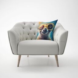 Warren Reed - Designer Meerkat Splashart Cushions in Yellow - Size: 45 cm x 45 cm - thumbnail 4