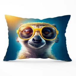 Warren Reed - Designer Meerkat Splashart Cushions in Yellow - Size: 45 cm x 45 cm - thumbnail 1