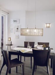 Loops Ceiling Pendant Light & 2x Matching Wall Lights Maple Wood Slotted Modern Shade - thumbnail 4