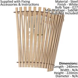 Loops Ceiling Pendant Light & 2x Matching Wall Lights Maple Wood Slotted Modern Shade - thumbnail 3