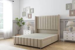 "Comfort Beds Serena Coniston Divan Base 2 Drawers - 54"" Wingback-Footboard in Cream - Size: Double" - thumbnail 2