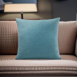 Luxury Living Velvet Chenille Cushion in Teal - Size: 55 cm x 55 cm - thumbnail 2