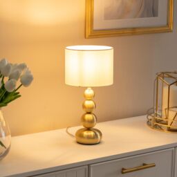 ValueLights Marissa Stacked Ball Table Lamp Light in Gold
