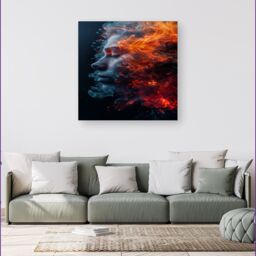 Warren Reed - Designer Fiery Mindscape: Portrait In Flames Canvas - Size: w40 inch x h40 inch - thumbnail 1