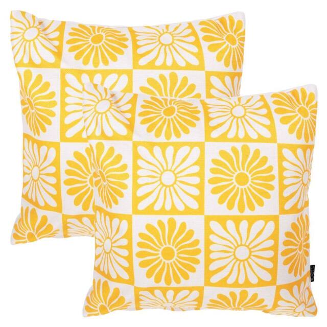 icon 2 Pack Cushion 43x43 Kyoto Fabric, Summer Flower in Yellow - image 1
