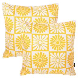 icon 2 Pack Cushion 43x43 Kyoto Fabric, Summer Flower in Yellow