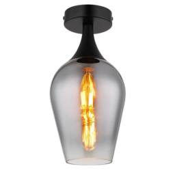 Netlighting Lavus Semi Flush Ceiling Light Matt Black Chromed Glass Shade 1x E27 - thumbnail 1