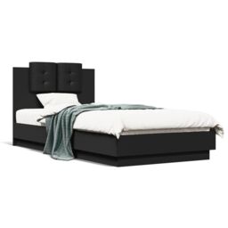 Berkfield Home Bed Frame with LED without Mattress Black 75x190 cm Small Single - thumbnail 5