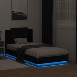 Berkfield Home Bed Frame with LED without Mattress Black 75x190 cm Small Single - thumbnail 4