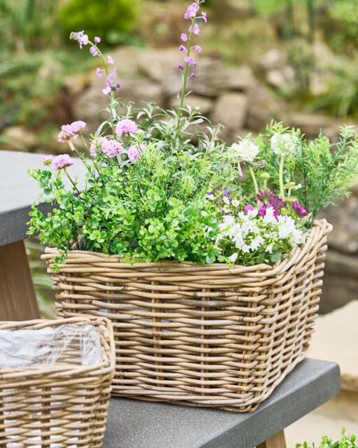Dibor Traditional XL Wicker Square Lined Planter Basket in Grey - image 1