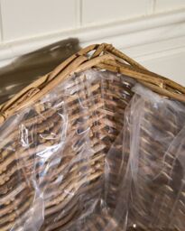 Dibor Traditional XL Wicker Square Lined Planter Basket in Grey - thumbnail 4