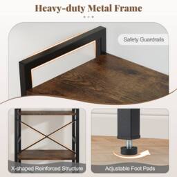 Costway Narrow Bookshelf 4-Tier Freestanding Bookcase Industrial Display Rack in Brown - thumbnail 8