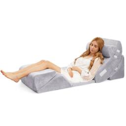 Havendro 6Pcs Post Surgery Memory Foam Fill Pillow Set Bed Wedge Pillow in Grey