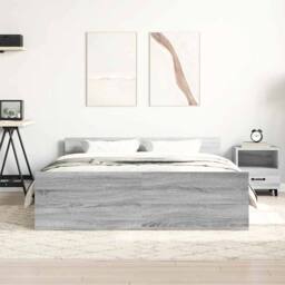 Berkfield Home Durable Bed Frame with Headboard & Footboard Grey Sonoma 120x200 cm - Size: Small Double - thumbnail 4