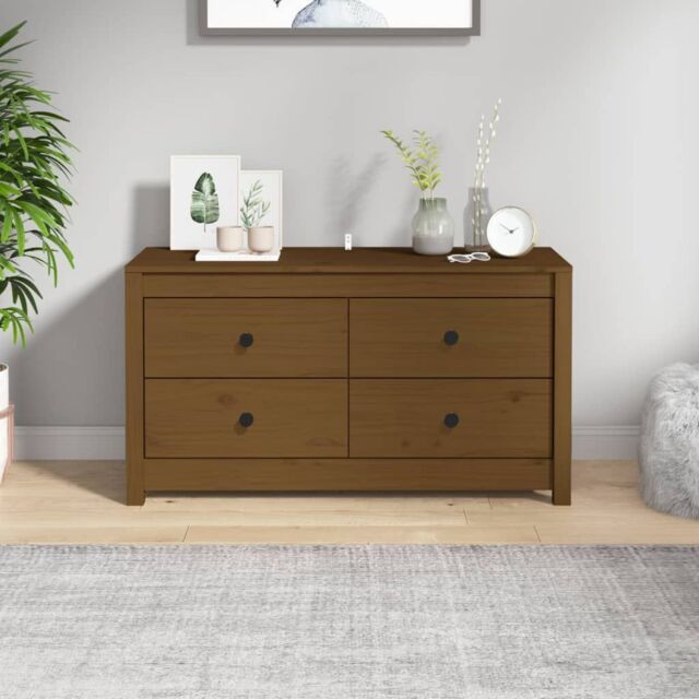 Berkfield Home Side Cabinet Honey Brown 100x40x54 cm Solid Wood Pine - Size: 100 x 40 x 54 cm - image 1