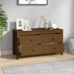 Berkfield Home Side Cabinet Honey Brown 100x40x54 cm Solid Wood Pine - Size: 100 x 40 x 54 cm - thumbnail 6