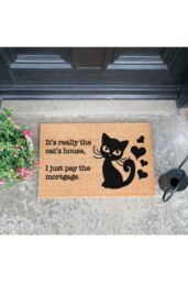 Artsy Mats It's really the Cats House I just pay the Mortgage Doormat in Black - Size: 40 cm x 60 cm - thumbnail 2