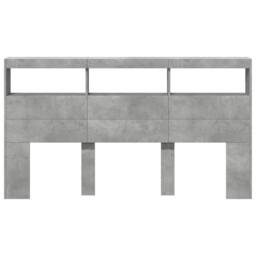 Berkfield Home Headboard Cabinet with LED Concrete Grey 180x17x102 cm - Size: 180 x 17 x 102 cm - thumbnail 6
