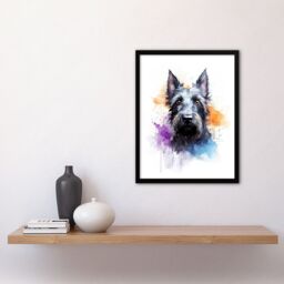 "Artery8 Wall Art Print Scottish Terrier Lovers Gift Watercolour Pet Portrait Painting Artwork Art Framed - Size: W12"" x H16""" - thumbnail 4