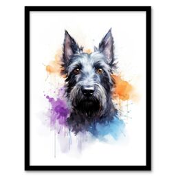 "Artery8 Wall Art Print Scottish Terrier Lovers Gift Watercolour Pet Portrait Painting Artwork Art Framed - Size: W12"" x H16""" - thumbnail 1