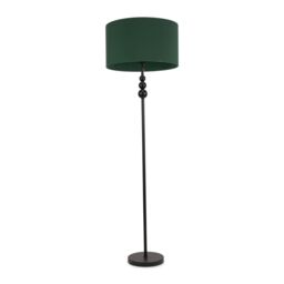ValueLights Marissa Fabric Drum Shade with Black Stacked Ball Floor Lamp & LED Bulb in Bottle Green - thumbnail 2