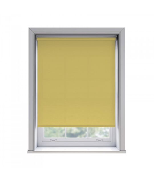 New Edge Blinds No Drill Ochre Thermal Blackout Roller Blind 170cm Drop in Yellow - Size: 145 cm - image 1