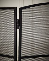 Dibor Contemporary Style Matte Black Fire Screen 3 Folding Fireplace Guard Window Pane Fire Guard H64 x W120cm - thumbnail 2