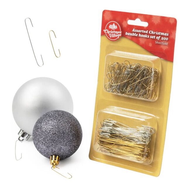 Christmas Village Christmas Bauble Hooks Set of 200 - Silver/Gold in Silver - Size: 200 Pieces - image 1