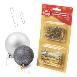 Christmas Village Christmas Bauble Hooks Set of 200 - Silver/Gold in Silver - Size: 200 Pieces - thumbnail 1