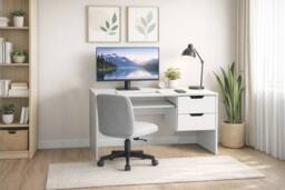 Kidsaw Modern Home Office Desk with Storage Drawers, White - Size: Large