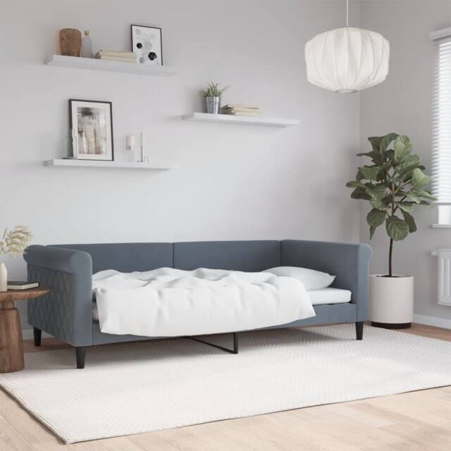 Berkfield Home Day Bed Dark Grey 90x190 cm Velvet - image 1