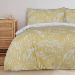 Smart Living Luxury Sketched Palm Leaf Reversible Duvet Cover With Pillowcases in Gold - Size: King - thumbnail 5