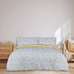 Smart Living Luxury Sketched Palm Leaf Reversible Duvet Cover With Pillowcases in Gold - Size: King - thumbnail 2