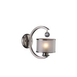 Netlighting Lincoln Wall Lamp E27 Satin NickelGlassCrystal in Grey - thumbnail 1
