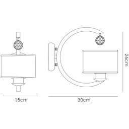 Netlighting Lincoln Wall Lamp E27 Satin NickelGlassCrystal in Grey - thumbnail 5