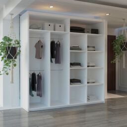 Sliding Wardrobes 4U Modern Sliding Wardrobe with LED Light W203cm x H217cm x D62cm in White - thumbnail 3