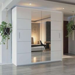 Sliding Wardrobes 4U Modern Sliding Wardrobe with LED Light W203cm x H217cm x D62cm in White - thumbnail 1