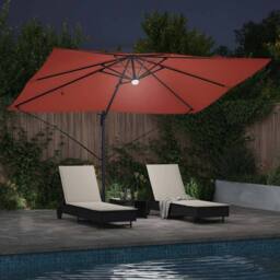 Berkfield Home Modern Cantilever Umbrella Terracotta Polyester Large Collapsible in Burnt Orange - thumbnail 4