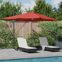 Berkfield Home Modern Cantilever Umbrella Terracotta Polyester Large Collapsible in Burnt Orange - thumbnail 2