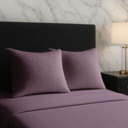 Snug City Teddy Bear Fleece Super Soft Cosy Pillow Case Pair in Lilac - Size: Standard Pillow Case - thumbnail 1