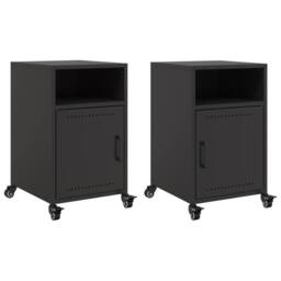 Berkfield Home Stylish Bedside Cabinets 2 pcs Black 36x39x59 cm Steel - Size: 36 x 39 x 59 cm - thumbnail 3