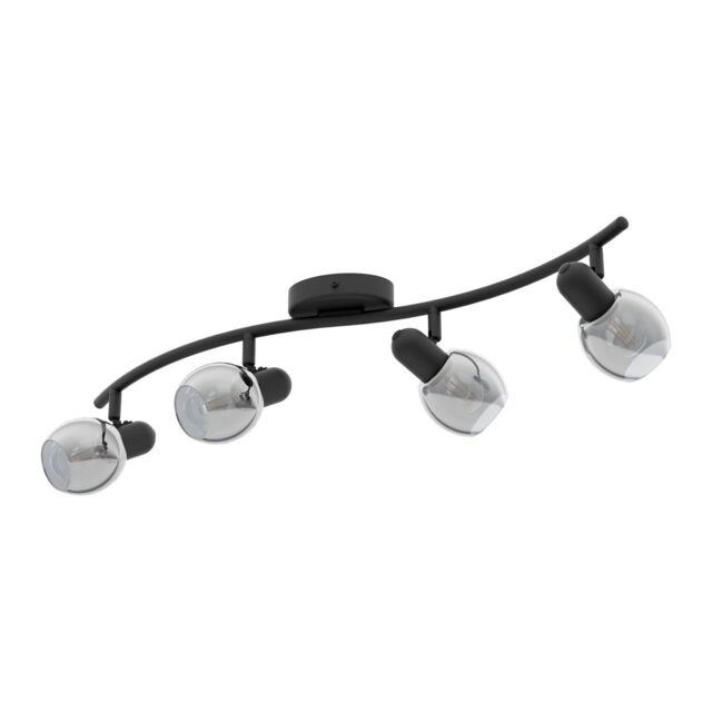 Loops Flush Ceiling Light Black Shade Black Transparent Glass Vaporized Bulb E14 4x28W - image 1
