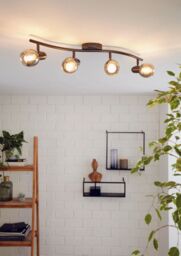 Loops Flush Ceiling Light Black Shade Black Transparent Glass Vaporized Bulb E14 4x28W - thumbnail 3