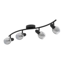 Loops Flush Ceiling Light Black Shade Black Transparent Glass Vaporized Bulb E14 4x28W - thumbnail 1