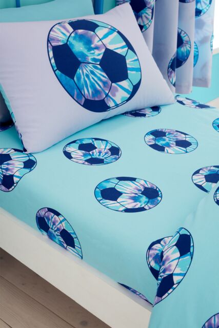 Catherine Lansfield 'Tie Dye Football' Fitted Sheet in Blue - Size: Single Fitted - image 1