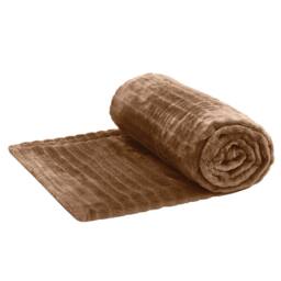 Eldo Soft Fleece Blanket, Lightweight Crease-Resistant Polyester Flannel in Brown - Size: 127 cm x 152 cm - thumbnail 1