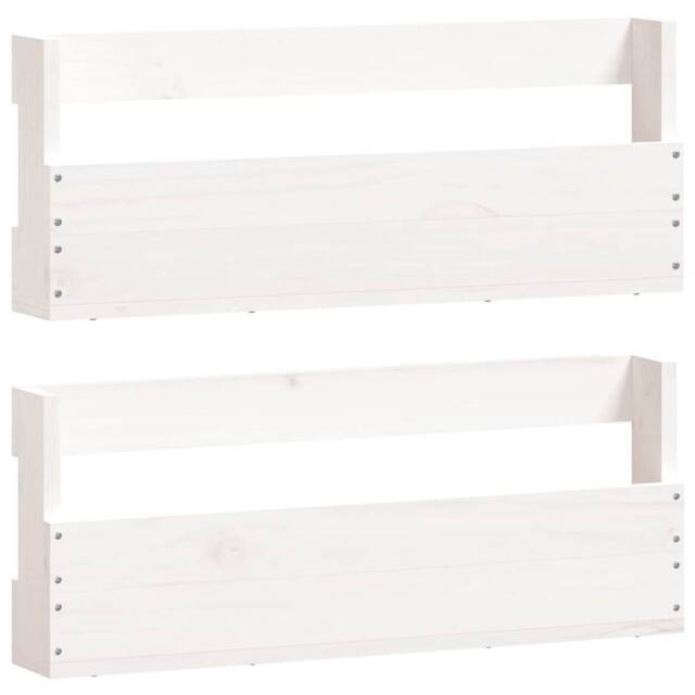 Berkfield Home Wall-mounted Shoe Racks 2 pcs White 59x9x23 cm Solid Wood Pine - Size: 59 x 9 x 23 cm - image 1