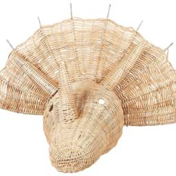 Wyld and Coco Rattan Triceratops Wall Head Decor for Kids Room in Natural - thumbnail 2