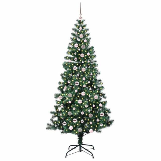 Berkfield Home Elegant Artificial Pre-lit Christmas Tree Green 240 cm PVC & Metal - image 1
